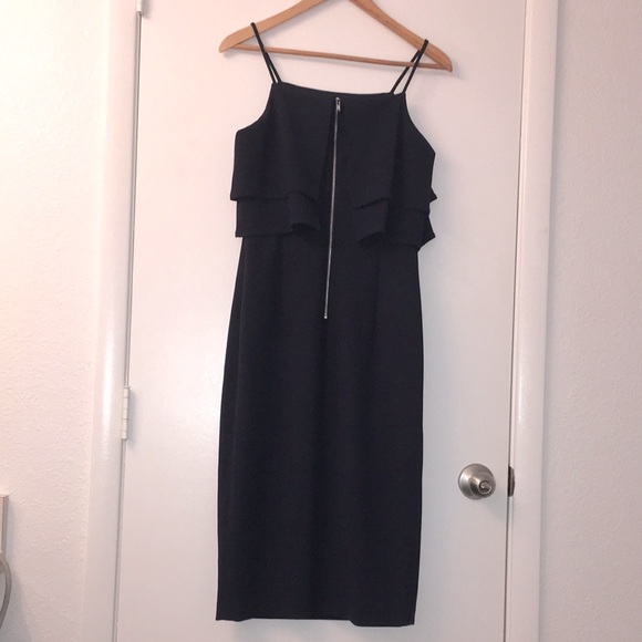 Maggy London Navy Blue Ruffle Strappy Midi Formal Dress 4 - Picture 5 of 7